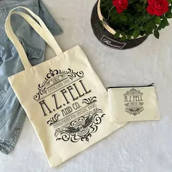 Borsa regalo Good Omens, set di 2 borse tote Crowley Ineffable David, borsa in tela con borsa per il trucco, borsa per la spesa pieghevole