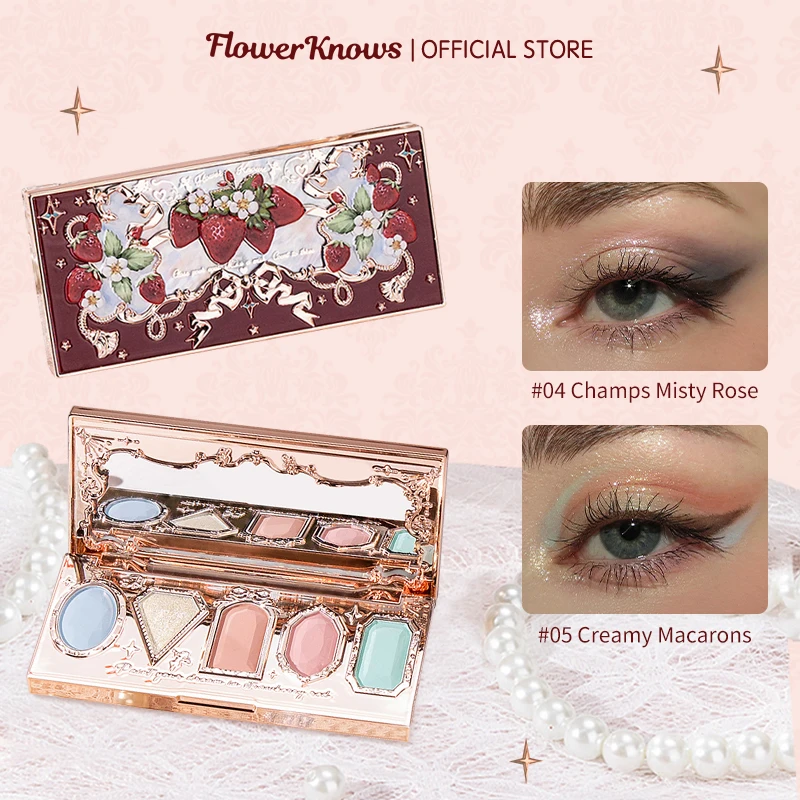 Flower Knows Strawberry Rococo Series Five-Color Eyeshadow Palette Eye Shadow Upscale goods Promotion