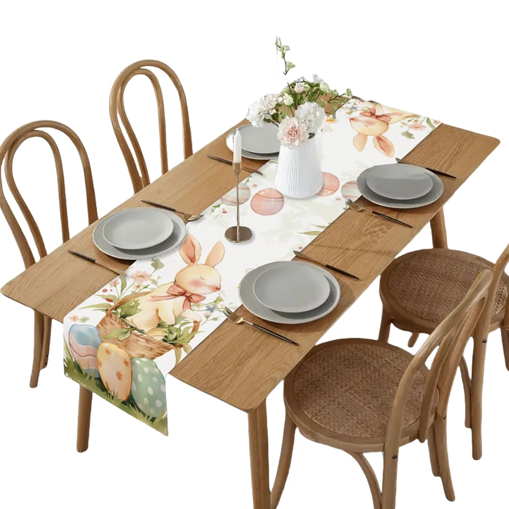 

Easter Bunny Eggs Linen Table Runner Spring Table Runners Easter Bunny Spring Linen Table Runner Table Flag Holiday Party Decor