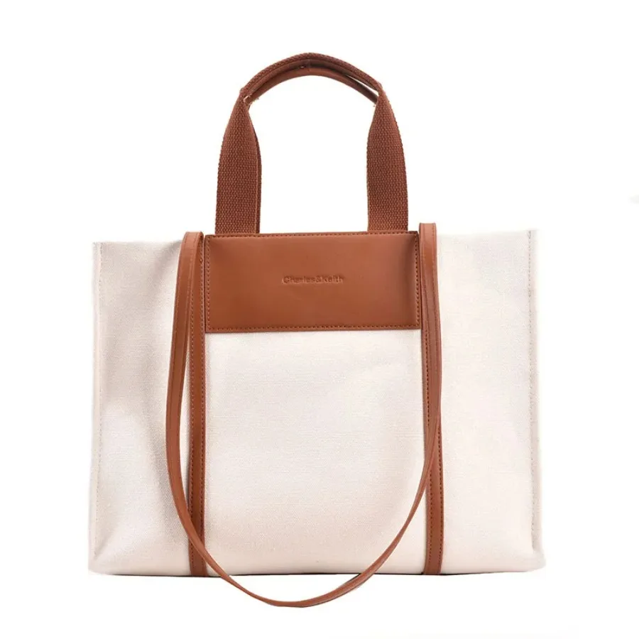 

Fashion senior sense of handheld large capacity Tote bag new simple daily canvas color collision shoulder women's bags