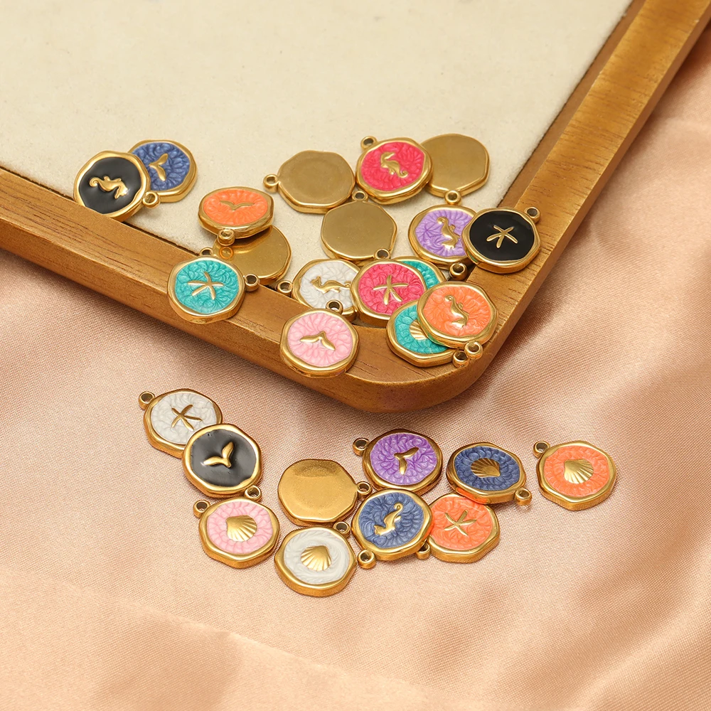 5Pcs Stainless Steel Enamel Star Shell Charms Multicolor Pendants for DIY Earrings Necklace Findings Handicrafts Jewelry Making view 3
