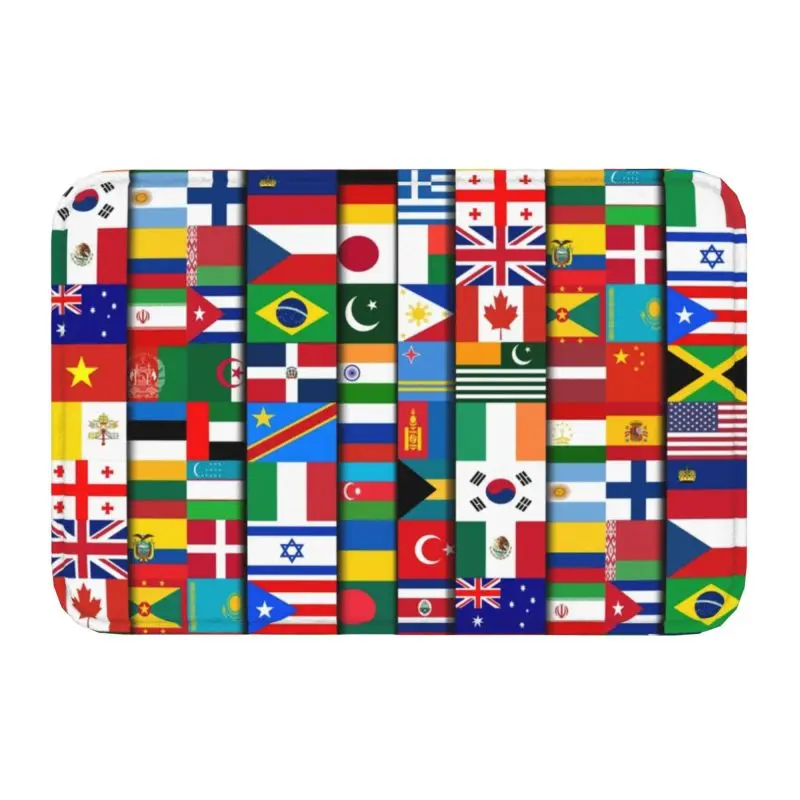 60 Flags Of The Countries Of The World Front Door Mat Outdoor Waterproof International Gift Doormat Bedroom Entrance Rug Carpet