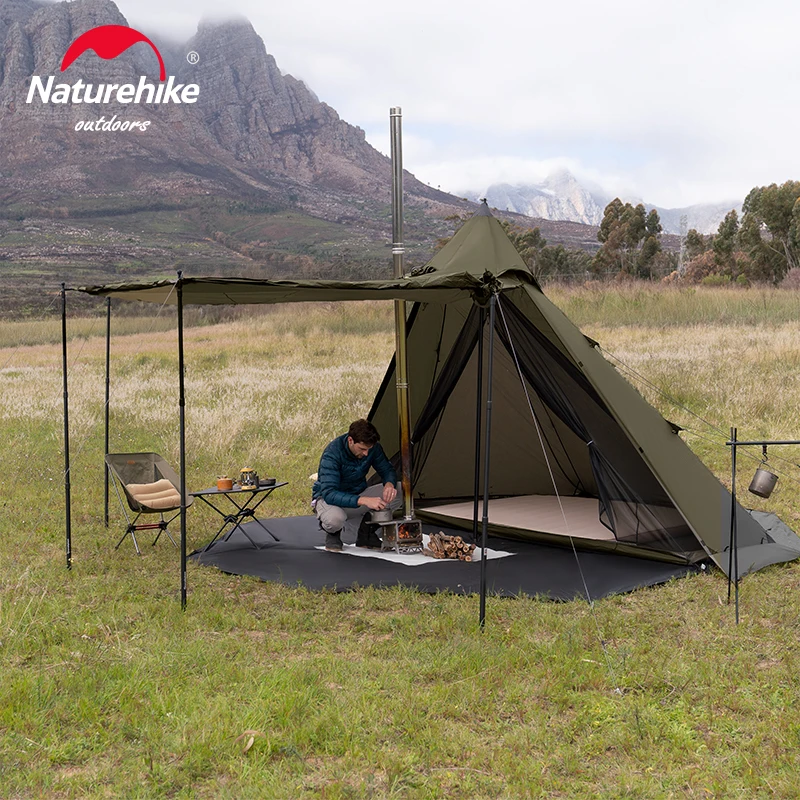 Naturehike Camping Pyramid Tent 1 2 Person Flame Retardant Tent Outdoor Park Sun Shelter Family Picnic Awning Tent Chimney Tent