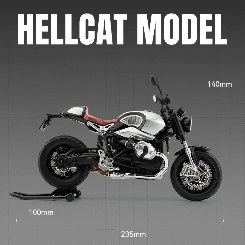 1:9 R NineT Lega pressofusa Modello di moto Collezione di veicoli Suono e luce Off Road Autocycle Toys Car