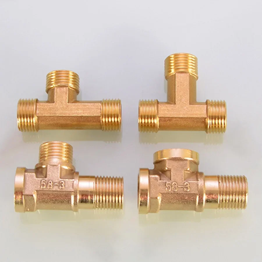 1PCS Extended 1/2 BSP Female Male Tee 3 Ways Splitter Brass Pipe Fitting Water Gas Oil DN15 Home Garden