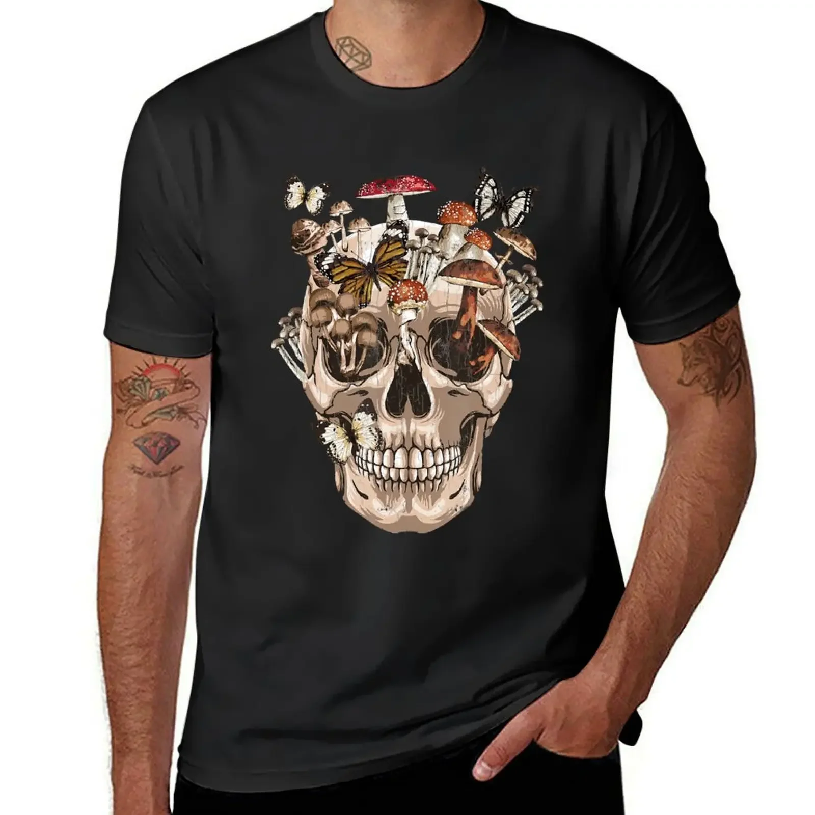 Mushroom Clothing Mushroom Collector Skull Graphic Gift T-Shirt designer shirts Blouse mens t shirt graphic