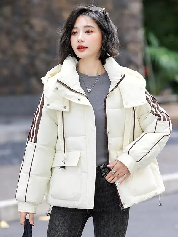 

Зимняя утепленная хлопковая куртка для женщин, модное свободное пальто в корейском стиле на молнии, с хлопковым наполнителем