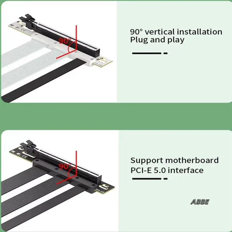 PCIE 5.0 Extension Cable Video Card Extension Cable 90° Mounting GPU Extension Cord