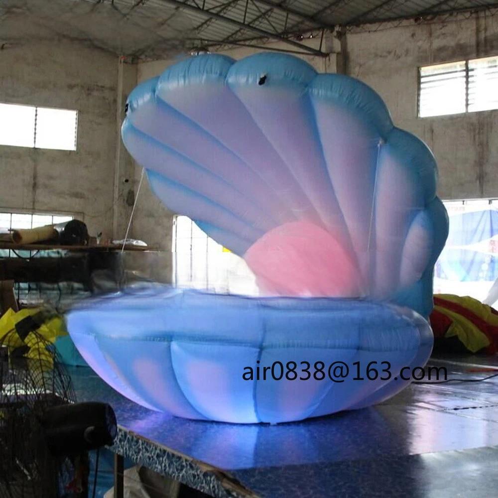 Coquille de palourde gonflable bleue fantaisie avec coquille gonflable Led géante marine perle pour la décoration de scène de mariage