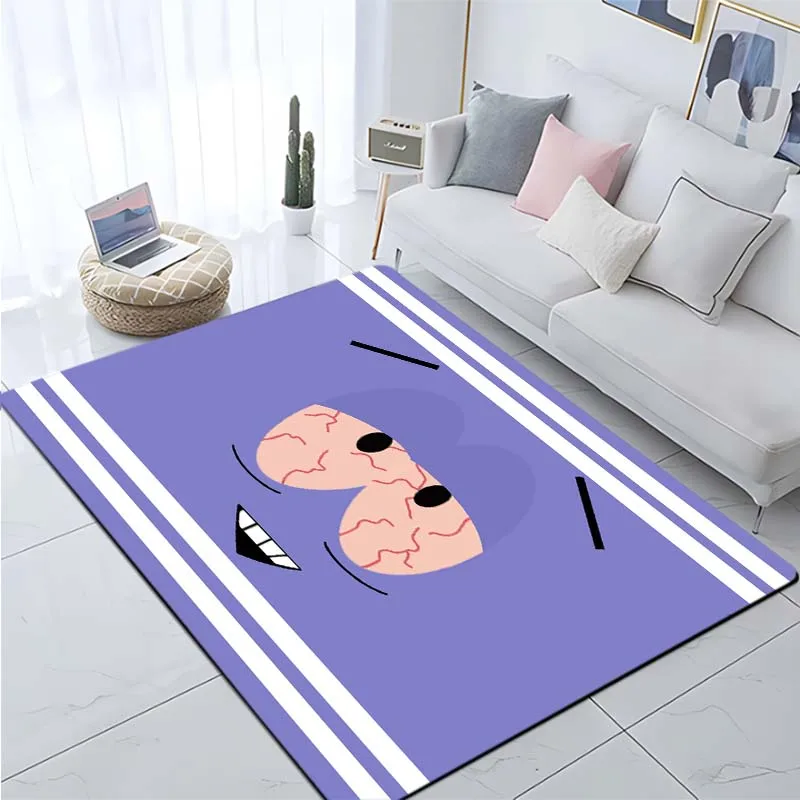 Cartoon animated purple towel character pattern printed bedroom living room carpet floor mat outdoor rug  anime rug