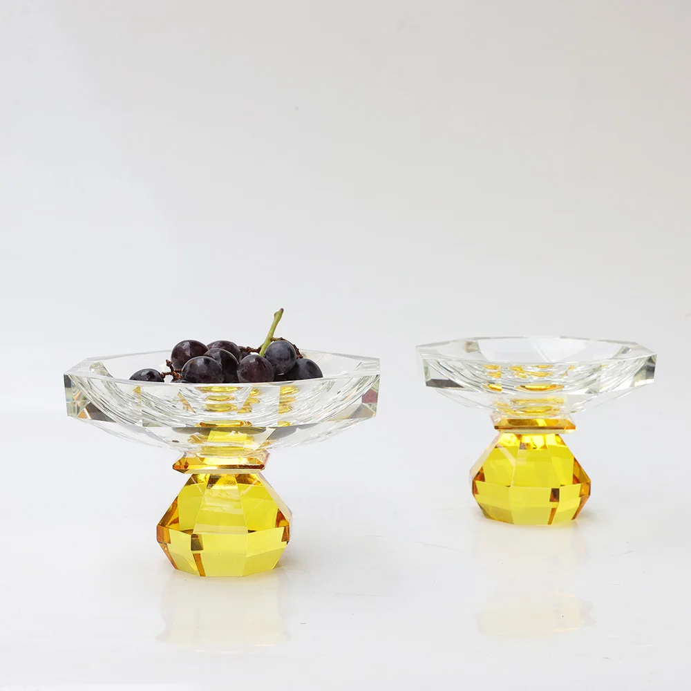 Yjq Crystal Fruit Plate High-End Sense Household Storage Niche Creative Coffee Table Decoration Dried Fruit Plate