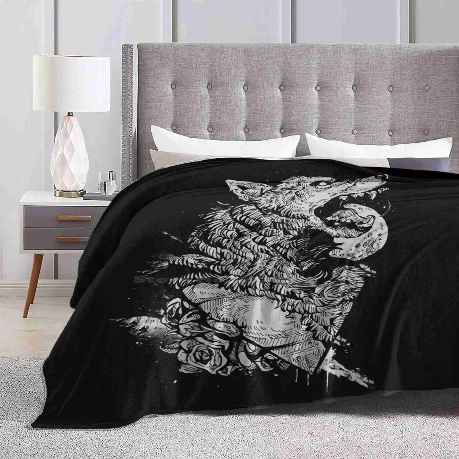 Werewolf Therewolf Soft Warm Throw Blanket Werewolf Ink Tattoo