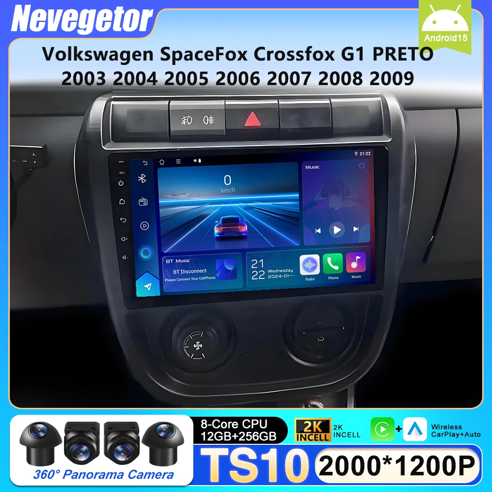 

Android 16 Stereo Car Radio For Volkswagen SpaceFox Crossfox G1 PRETO 2003 - 2009 Multimedia 4G GPS Auto CarPlay DSP No 2 Din