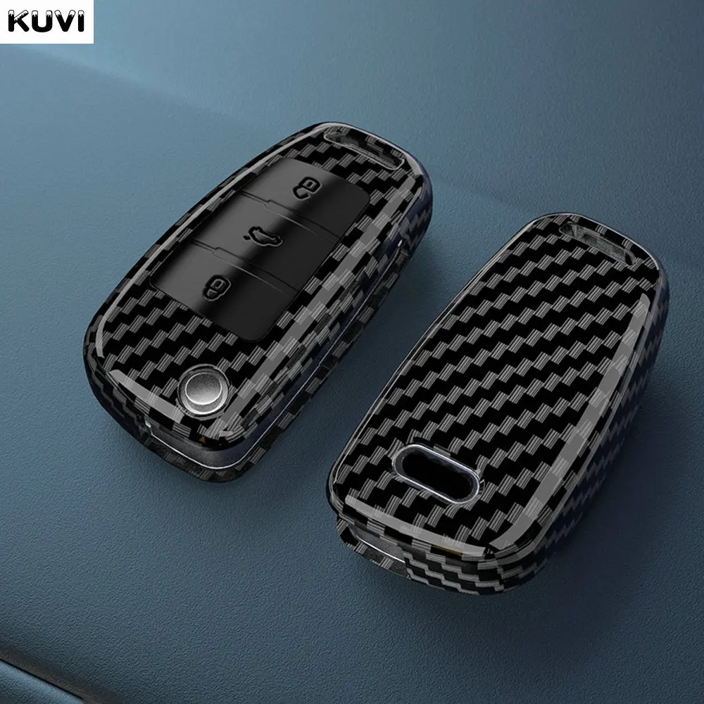 ABS Carbon Fiber Style Car Key Case Cover For Audi A1 A3 A4 8P 8L 8V A5 B6 B7 A6 A7 C5 C6 Q3 Q5 Q7 4F S3 S4 S6 RS3 TT Shell Fob