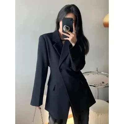 UNXX 2024 Spring New High-End Side Button Waist-Cinching Blazer Women Designer Niche Female Office Lady Coat Top High Quality