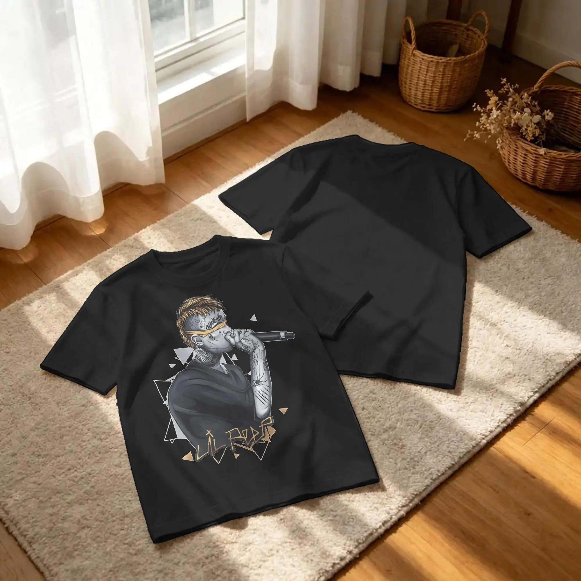 Lil Peep   Gold version for Men Women T Shirt Rapper Vintage Tees Short Sleeve Round Collar T-Shirt Cotton Unique Clothing