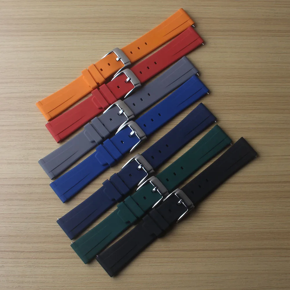 

High Quality FKM Watch Strap With Quick Release Fluororubber Watchband 18mm 19mm 20mm 21mm 22mm 23mm 24mm Sport Bracelet fit tud