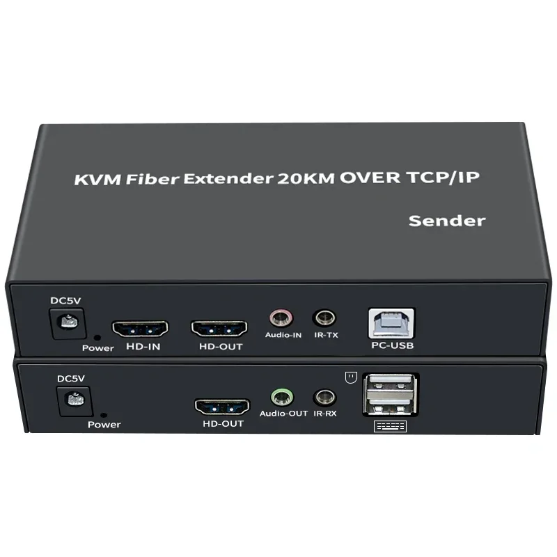 20km HDMI KVM Fiber Extender Via SC Fiber Cable TCP/IP Audio Video Transmitter and Receiver Converter Support Keyboard and Mouse
