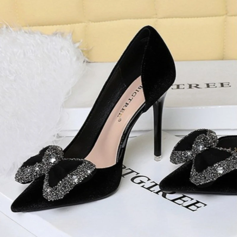 BIGTREE Fashion Butterfly- Knot Pointed Toe Woman Pumps Elegant Spring Autumn Thin Low Heels Party Dress Shoes view 6