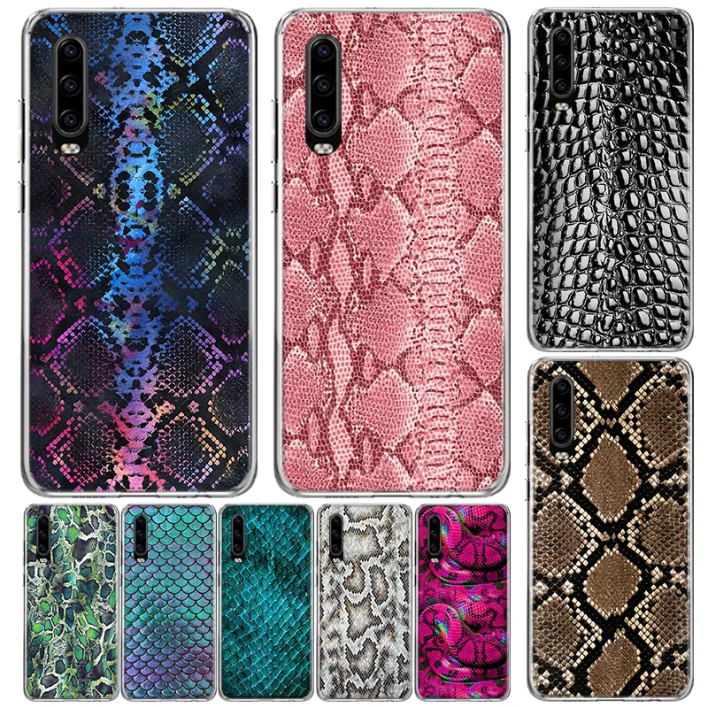 Pink Snake Skin Printing Drawing Cover For Huawei P30 P40 P50 P10 P20 Lite Phone Case Mate 40 30 20 10 Pro Print Customized Coqu