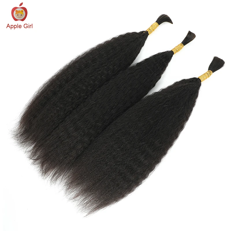 Mechones de pelo rizado y liso a granel, extensiones de cabello trenzado Yaki recto sin trama de ondas profundas para caja de trenzas de ganchillo Applegirl