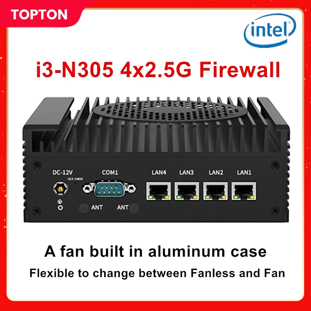 12th Gen Intel i3 N305 N100 Soft Router 4x i226-V 2.5G Firewall Mini PC DDR5 2*COM 2*HDMI Industrial Computer Efficient cooling