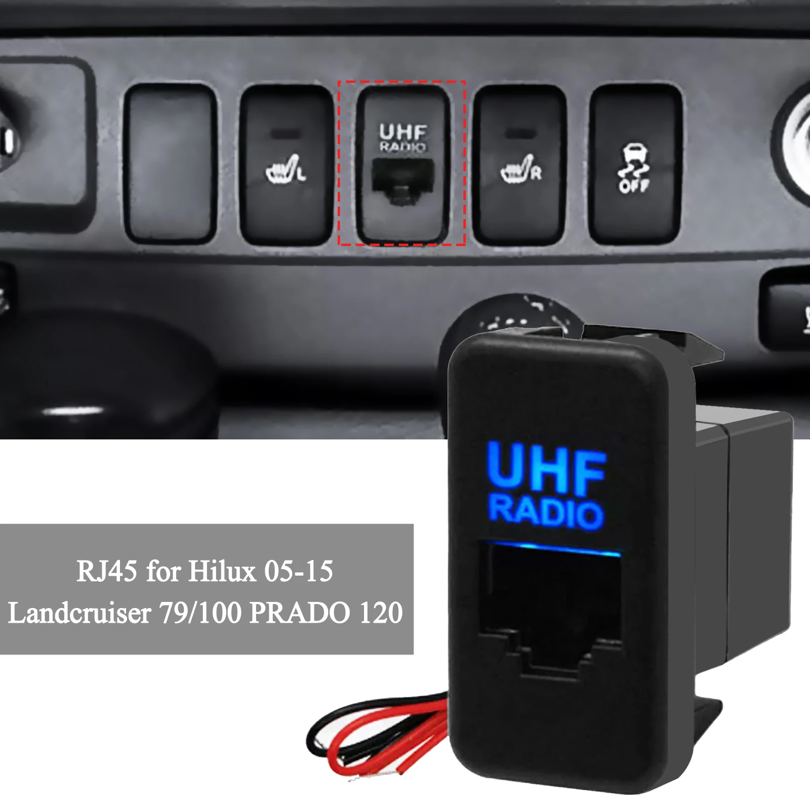 UHF RADIO RJ45 Switch Panel Socket Blue Pass Through Connector for Toyota RAV4 Hilux PRADO 150 200/Landcruiser 79/100 PRADO 120