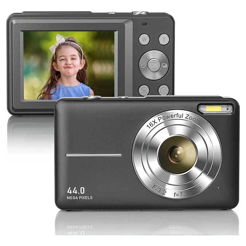 

1080P Full HD Digital Camera 44MP Compact Camera 2.4 Inch LCD Screen 16X Digital Zoom Camera Mini Video Camera