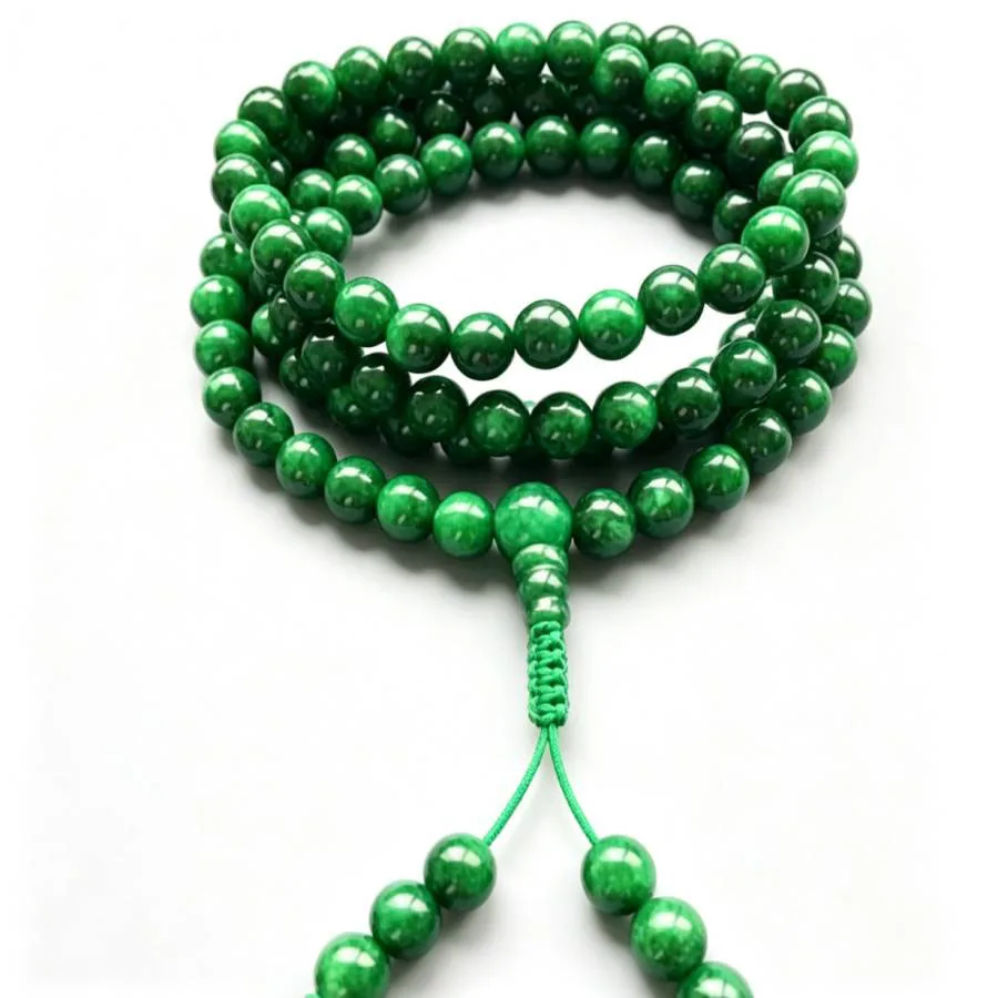 6mm 108 Natural Green jade beads Gemstone bracelet Pray yoga Health Relief Unisex Mala Trendy Women Energy Prayer view 4