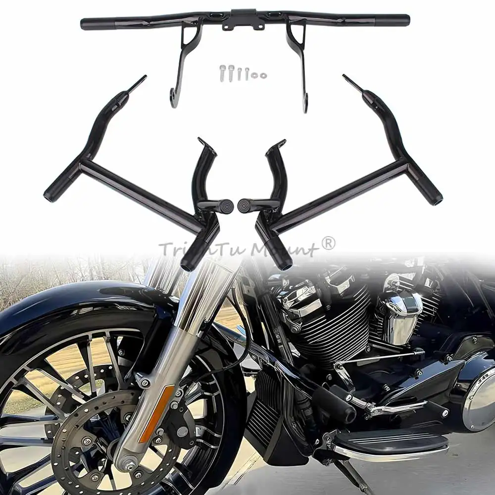 Motorcycle Engine Guards Crash Bar Bumper For Harley Touring Road King Street Electra Glide FLHX FLTRX 2014-24 Saddle Bag Guards