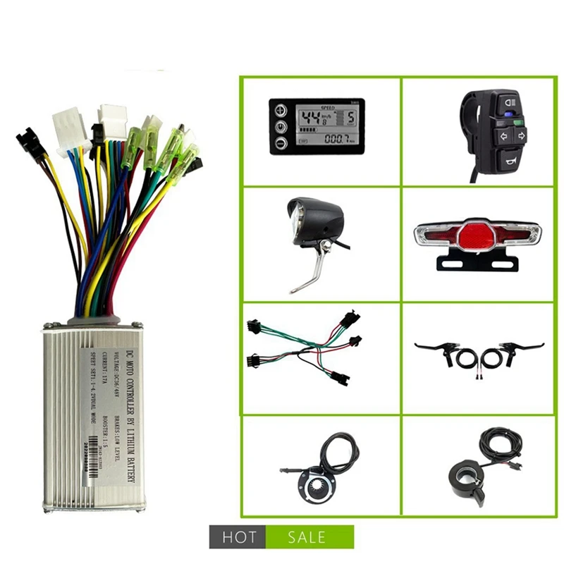 36V 48V 250W 350W E-Bike 17A Sine Wave Brushless Controller With KT S810 Display E-Bike Light Kit