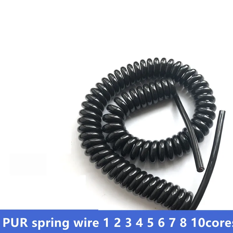 PU spring cable wire 6 core 17 15 13  20 18 awg stretch 1 2 3 4 5 6 7 8 9 10 12 13 14 15  meters spiral telescopic wire