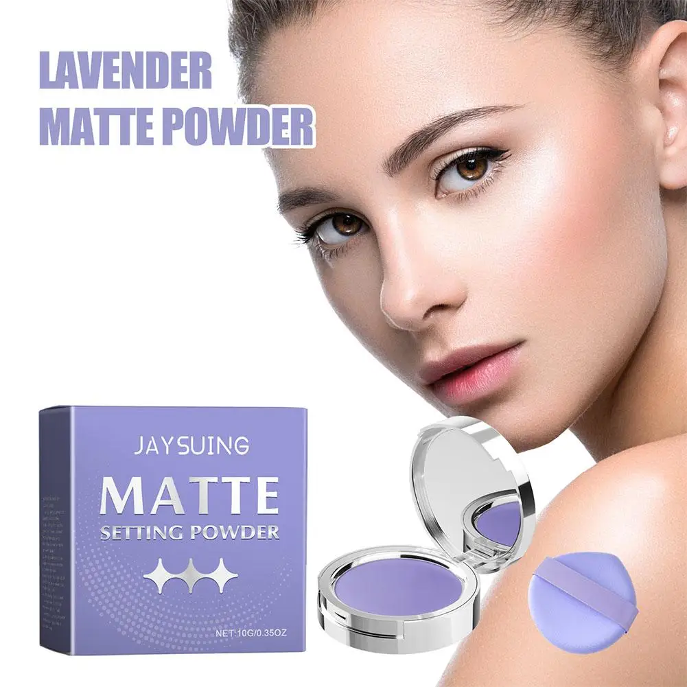 Purple Matte Setting Powder With Lavender Complex Oil Control Anti-Sweat Pressed Powder for Smooth Even Complexion Blurring J9U7