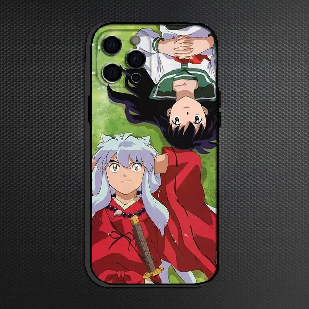 犬夜叉 コミック アニメ スマホケース iPhone 16,15,14,13,12,11 Plus,Pro Max,その他対応 ソフトブラックカバー