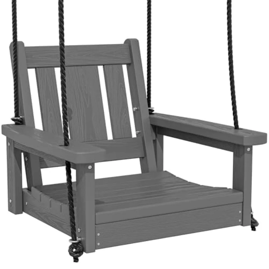 

Single Porch Swing Heavy Duty Single Person Swing Chair with 2 Polypropylene Hanging Ropes Adirondack Hanging Chair for Ou