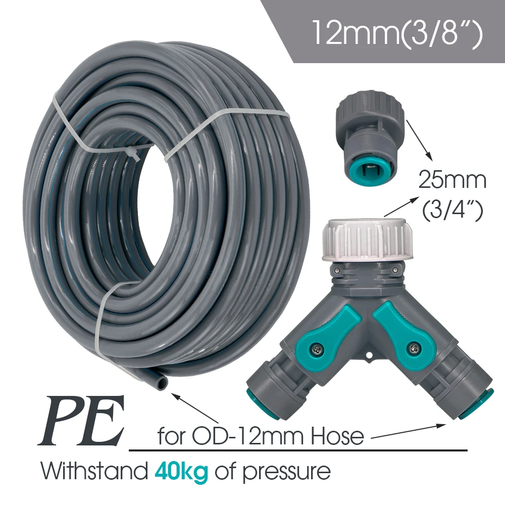 20cm Flexible Nozzle Mist Spray System for Garden Outdoor Lawn Plants Summer Atomizing Cooling 3/8”PE Hose Fogging Watering Kit