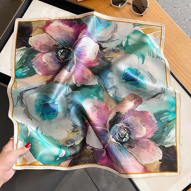 

100% Silk scarf Bandana Women Square Scarves Wrap Kerchief elegant Spring Fashion Luxury High Quality Headband Hijab Shawls