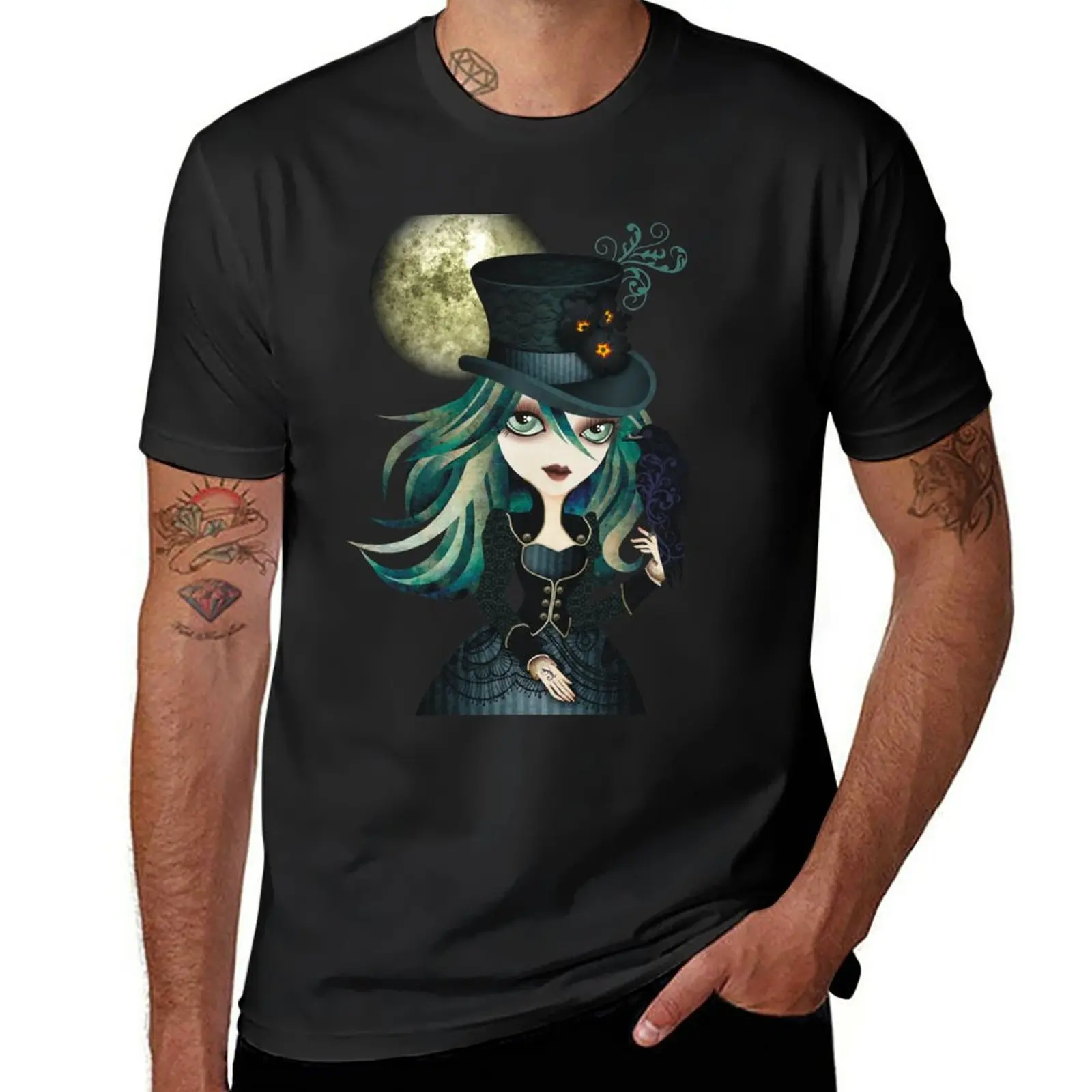 

Raven's Moon T-Shirt quick drying anime tees t shirts for men cotton