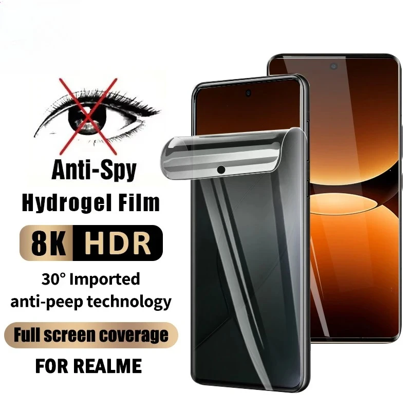 

Full Curved Privacy Hydrogel Film for Realme GT 7 Pro GT 6 6T Screen Protector for Realme GT Neo6 SE Norza 80 Pro Anti-Spy Film
