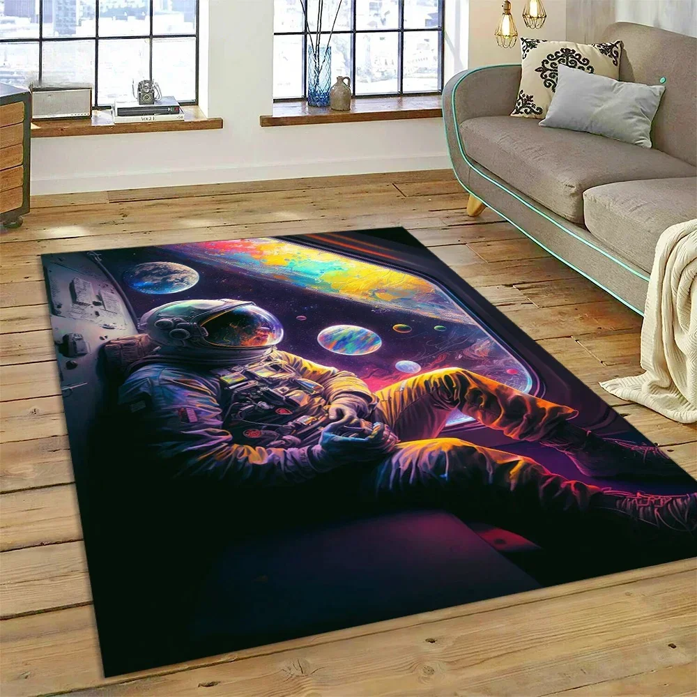 Astronaut Universe Spaceman Outer Space Cartoon Carpet Rug for Home Living Room Bedroom Sofa Doormat Decor,Area Rug Decoration