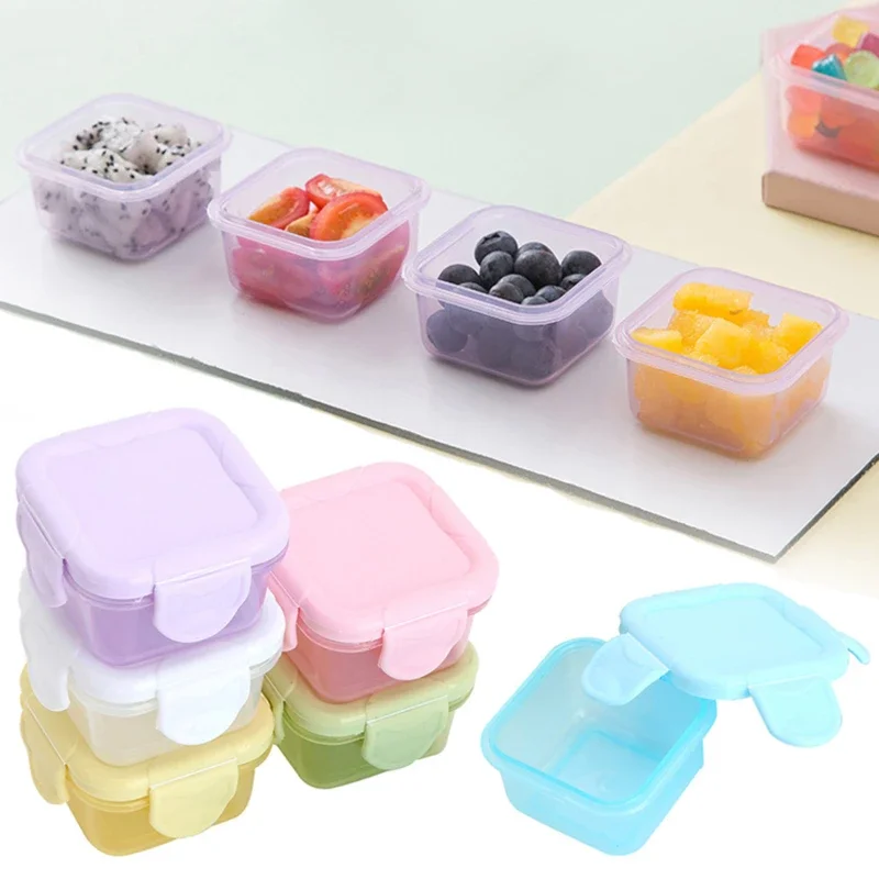 Mini caja fresca sellada gruesa de calidad alimentaria, contenedores portátiles para almacenamiento de alimentos para bebés, dispensador de mermelada, vajilla para el almuerzo, 60ml