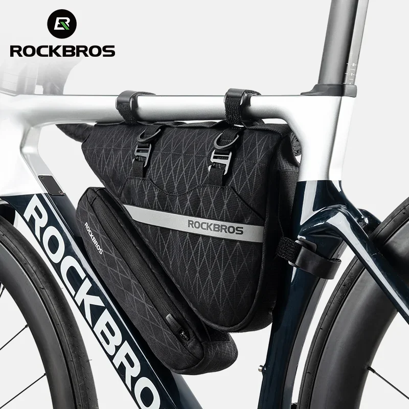 

ROCKBROS 2 in 1 Bike Bag Cycling Front Tube Triangle Bag Large Capacity MTB Road Bicycle Frame Bag Reflective Bike Accessories