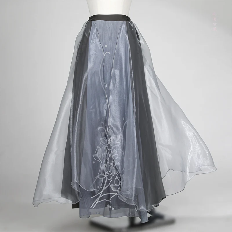 Chinese Traditional Classical Dance Costume Organza Gradient Flowing Skirt Elegant Fairy Big Swing Skirt Performance Practice