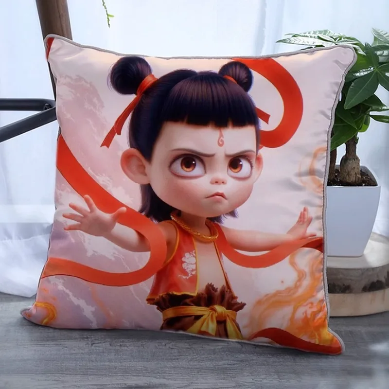 50x50 cm Nezha 2 Omliggende Sierkussen Custom Duivel Kind Naohai Aobing Aogang Ao Leap Shengong Luipaard Pop kussen Gift