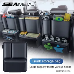 SEAMETAL Car Trunk Organizer Hanging Backseat Storage Bag Hook and Loop Fastener Leatherette Storage Pocket for SUV/MPV/Truck
