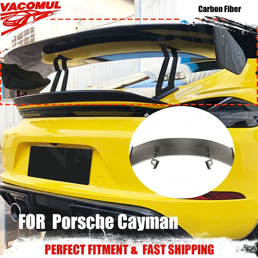 

VACOMUL Dry Carbon Fiber Rear Spoiler Double-Deck Wing for Porsche Cayman 718 987 997 998 981 911 Boxster Rear Wing