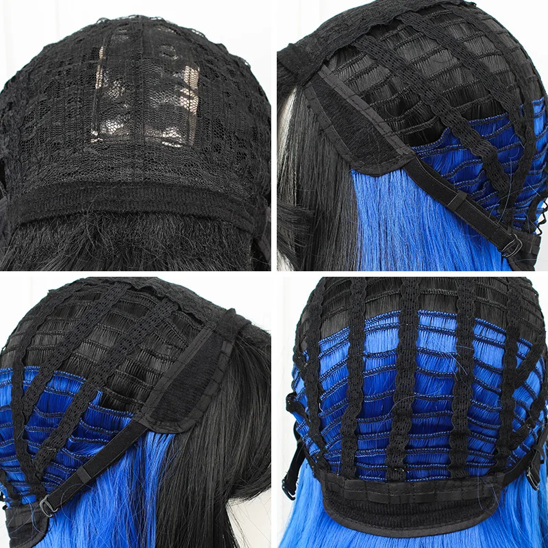 Hashibira Inosuke-Peluca de cabello sintético para mujer, cabellera larga de Kimetsu No Yaiba, color azul y negro, para Cosplay, regalos de navidad