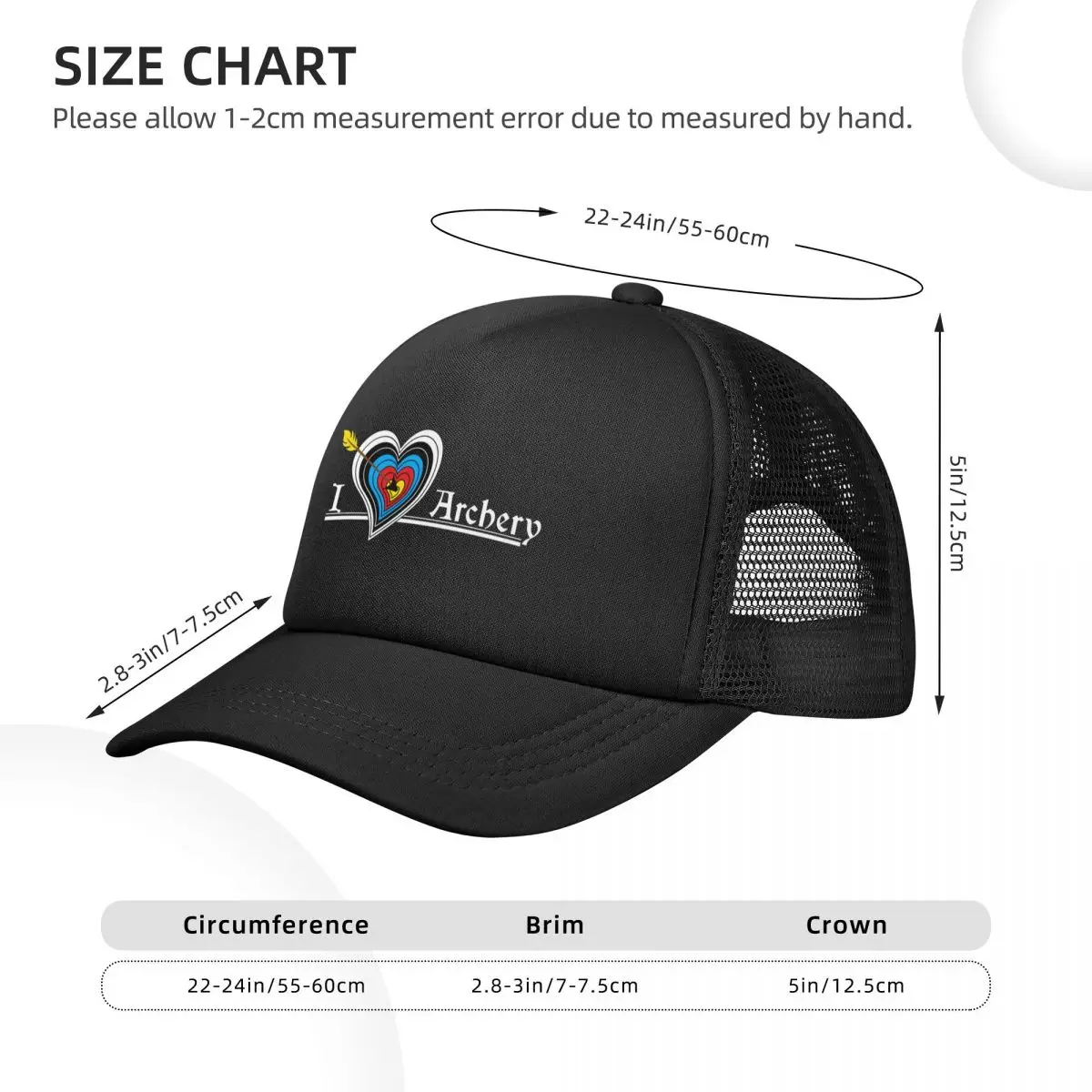 Archery Target Heart Lover Baseball Caps Mesh Hats Adjustable Outdoor Adult Caps