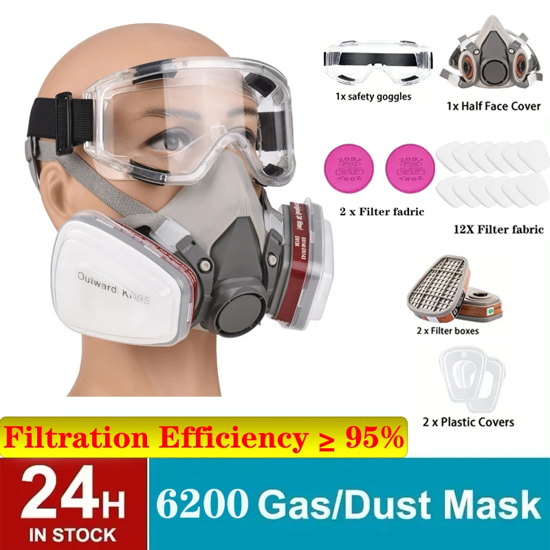 New 6200 dust mask, 2097, 20-in-1 set, P100 filter type half-face gas mask, for spray polishing safety production