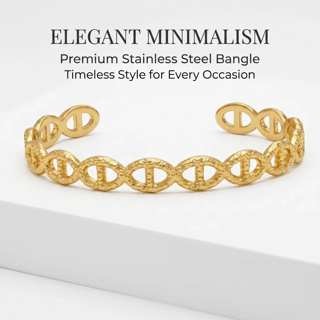 JP One Goldfarbenes Verstellbares Skelett-Textur-Armreif, Edelstahl Bohemian-Style Armband für Damen Modeschmuck Geschenk – Detail 1